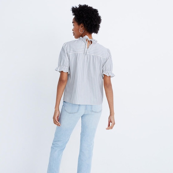 MADEWELL Ruffle-Neck Keyhole Top in Stripe - Picture 11 of 12